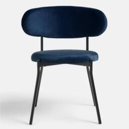 OHS Matte Velvet Accent Dining Chair Padded Seat with Metal Legs in Navy - thumbnail 3