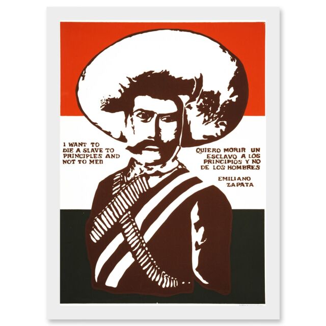 Artery8 Mexico Zapata Revolutionary Martyr Mexican A4 Artwork Framed Wall Art Print in White - image 1