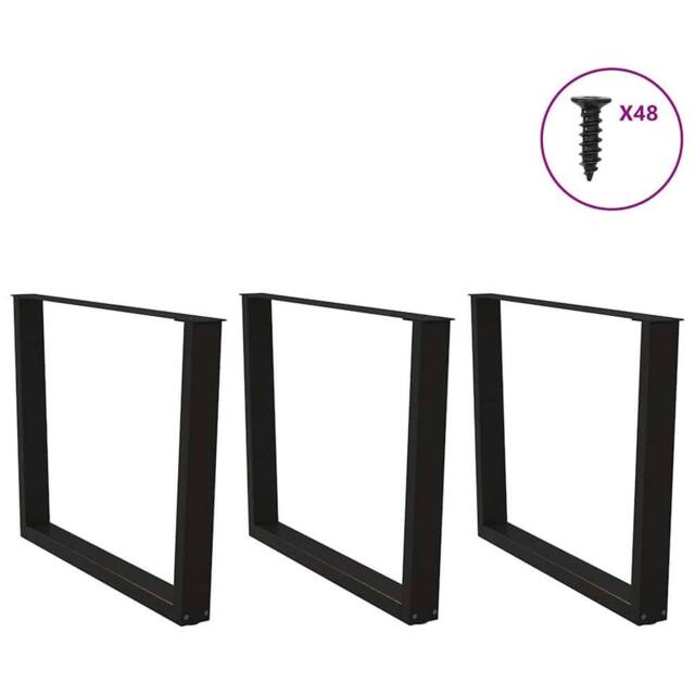 Berkfield Home Modern Dining Table Legs V-Shape 3 pcs Black 100x(72-73.3) cm Steel - image 1