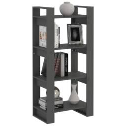 Berkfield Home Beautiful Book Cabinet/Room Divider Grey 60x35x125 cm Solid Wood - Size: 60 x 35 x 125 cm - thumbnail 5