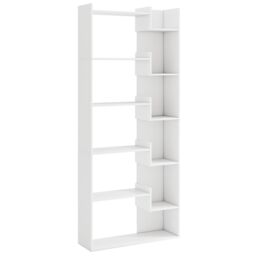 Gymax Modern 11-Shelf Bookshelf Wooden Bookcase With 2 Anti-Tipping Kits in White - thumbnail 9