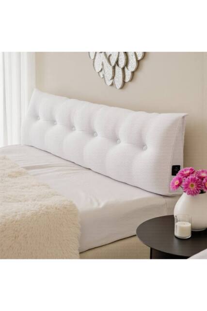 Living and Home Wedge Headboard Pillow with Removable Cover in White - Size: Medium - image 1