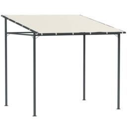 OUTSUNNY 2.4 x 2.4 m Wall Mounted Pergola Gazebo with PA Coating Fabric in Cream - thumbnail 2