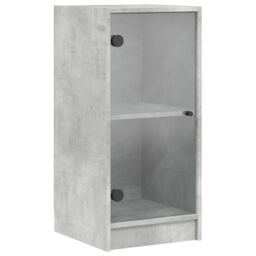 Berkfield Home Side Cabinet with Glass Doors Concrete Grey 35x37x75.5 cm - thumbnail 2