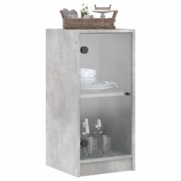 Berkfield Home Side Cabinet with Glass Doors Concrete Grey 35x37x75.5 cm - thumbnail 4