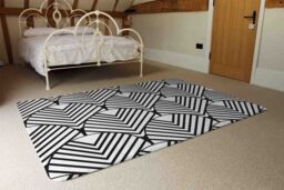 Benjamin Tate Design Black Geometric Decoration Designer Rug in Natural - Size: Large - thumbnail 3