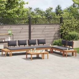 Berkfield Home Compact 5 Piece Garden Bench Set with Cushions - Solid Teak Wood in Brown - thumbnail 4