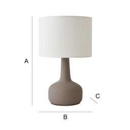 ValueLights Hayley Natural Linen Drum Shade Squat Base Ceramic Stonewear Table Lamp & Bulb in Grey - thumbnail 7