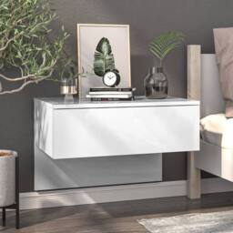 Berkfield Home Wall-mounted Bedside Cabinets 2 pcs High Gloss White - thumbnail 3