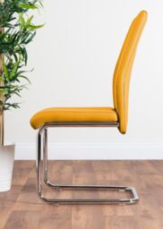 FurnitureboxUK Atlanta Modern Rectangle Chrome Metal High Gloss White Dining Table & 6 Lorenzo Chairs Set in Mustard - thumbnail 9