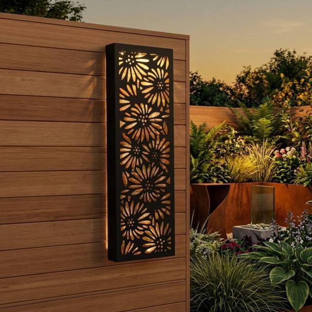 Garden Greatness Lunaria Solar Sunflower Wall Art Panel in Black - image 1