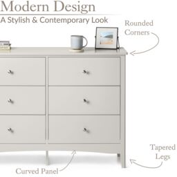 Christow Natural Chest of Drawers Modern 6 Drawer Bedroom Storage Unit Furniture Cabinet in Brown - thumbnail 5