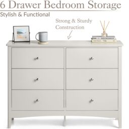 Christow Natural Chest of Drawers Modern 6 Drawer Bedroom Storage Unit Furniture Cabinet in Brown - thumbnail 3