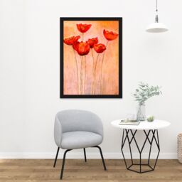 "Artery8 Wall Art Print Flower Red Poppies Painting Large Large Framed Wall Décor Art in White - Size: W18"" x H24""" - thumbnail 2