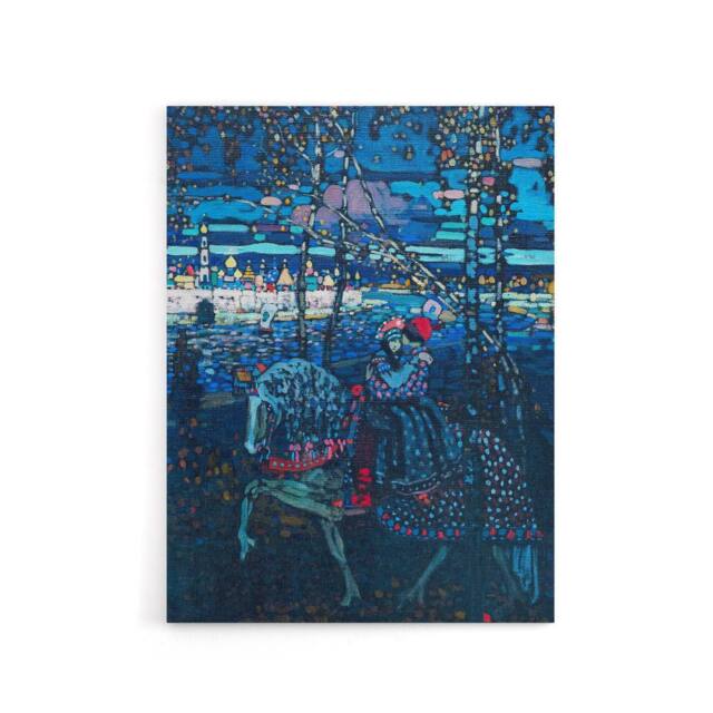 "Artery8 Riding Couple in Russian Cityscape Kandinsky Canvas Wall Art Print in Blue - Size: W12"" x H16""" - image 1
