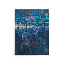 "Artery8 Riding Couple in Russian Cityscape Kandinsky Canvas Wall Art Print in Blue - Size: W12"" x H16""" - thumbnail 1