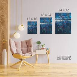 "Artery8 Riding Couple in Russian Cityscape Kandinsky Canvas Wall Art Print in Blue - Size: W12"" x H16""" - thumbnail 4