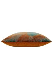 Paoletti Palm Grove Velvet Jacquard Fern Cushion in Teal - Size: 50 cm x 50 cm - thumbnail 3