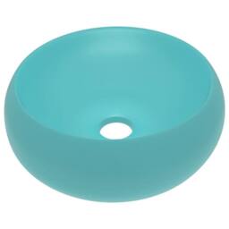 Berkfield Home Luxury Wash Basin Round Matt Light Green 40x15 cm Ceramic in Aqua