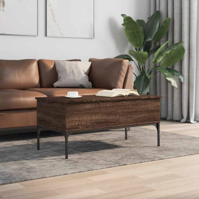 Berkfield Home Comfortable Coffee Table Brown Oak 100x50x45 cm Engineered Wood a - Size: 100 x 50 x 45 cm - image 1