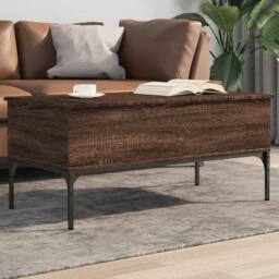 Berkfield Home Comfortable Coffee Table Brown Oak 100x50x45 cm Engineered Wood a - Size: 100 x 50 x 45 cm - thumbnail 2