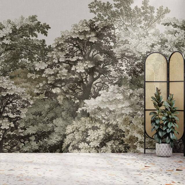 Superfresco Easy Forest Canopy Natural Print To Order 3m x 2.8m Mural in Beige - image 1