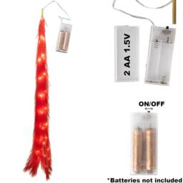 Shatchi 110cm Prelit Pampas Grass Hanging Decoration with Warm White LEDs in Red - thumbnail 2