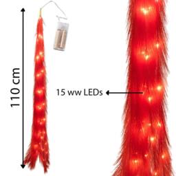 Shatchi 110cm Prelit Pampas Grass Hanging Decoration with Warm White LEDs in Red - thumbnail 3