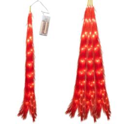 Shatchi 110cm Prelit Pampas Grass Hanging Decoration with Warm White LEDs in Red - thumbnail 1