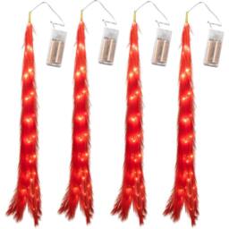 Shatchi 110cm Prelit Pampas Grass Hanging Decoration with Warm White LEDs in Red - thumbnail 5