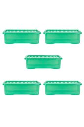 Wham Crystal 5 x 32L Stackable Plastic Storage Boxes with Lids in Green - thumbnail 4