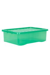 Wham Crystal 5 x 32L Stackable Plastic Storage Boxes with Lids in Green - thumbnail 2