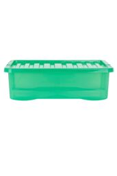 Wham Crystal 5 x 32L Stackable Plastic Storage Boxes with Lids in Green - thumbnail 3