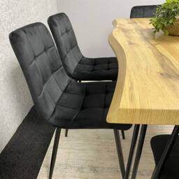 KOSY KOALA Wooden Dining Table with Bench & 4 Black Velvet Chairs - Stylish Dining Room Furniture in Brown - thumbnail 8