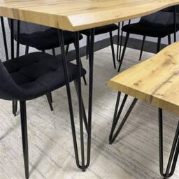 KOSY KOALA Wooden Dining Table with Bench & 4 Black Velvet Chairs - Stylish Dining Room Furniture in Brown - thumbnail 9