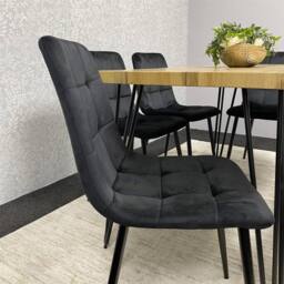 KOSY KOALA Wooden Dining Table with Bench & 4 Black Velvet Chairs - Stylish Dining Room Furniture in Brown - thumbnail 6
