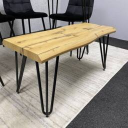KOSY KOALA Wooden Dining Table with Bench & 4 Black Velvet Chairs - Stylish Dining Room Furniture in Brown - thumbnail 4