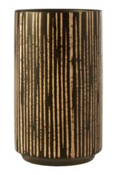 Orsina Large Black & Cream Ceramic Vase for Home Decor, Handcrafted Modern Tall Cylindrical Vase In Black & Cream in White