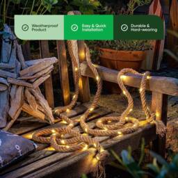Gardenwize 4m Decorative Rope With 45 Solar LED Lights in Medium Beige - thumbnail 6