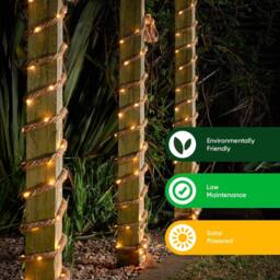 Gardenwize 4m Decorative Rope With 45 Solar LED Lights in Medium Beige - thumbnail 3