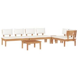 Berkfield Home 5 Piece Garden Dining Set with Cushions - Solid Teak Wood in Brown - thumbnail 2