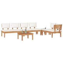 Berkfield Home 5 Piece Garden Dining Set with Cushions - Solid Teak Wood in Brown - thumbnail 3