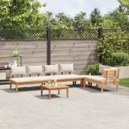 Berkfield Home 5 Piece Garden Dining Set with Cushions - Solid Teak Wood in Brown - thumbnail 4