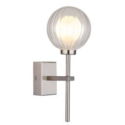 Netlighting Ander Globe Wall Lights Nickel Matt IP44 Ball Clear Glass Shade 1x G9 in Grey - thumbnail 1