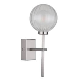 Netlighting Ander Globe Wall Lights Nickel Matt IP44 Ball Clear Glass Shade 1x G9 in Grey - thumbnail 2