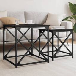 Berkfield Home Nesting Coffee Tables 2 pcs Black Engineered Wood - thumbnail 2