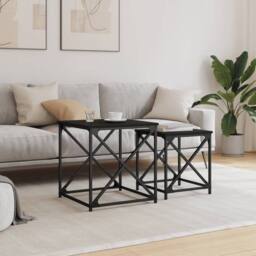 Berkfield Home Nesting Coffee Tables 2 pcs Black Engineered Wood - thumbnail 3