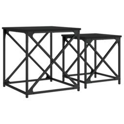 Berkfield Home Nesting Coffee Tables 2 pcs Black Engineered Wood - thumbnail 1