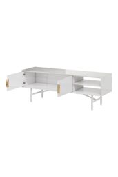 Living and Home White Striped Wooden TV Stand - thumbnail 3