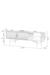 Living and Home White Striped Wooden TV Stand - thumbnail 6